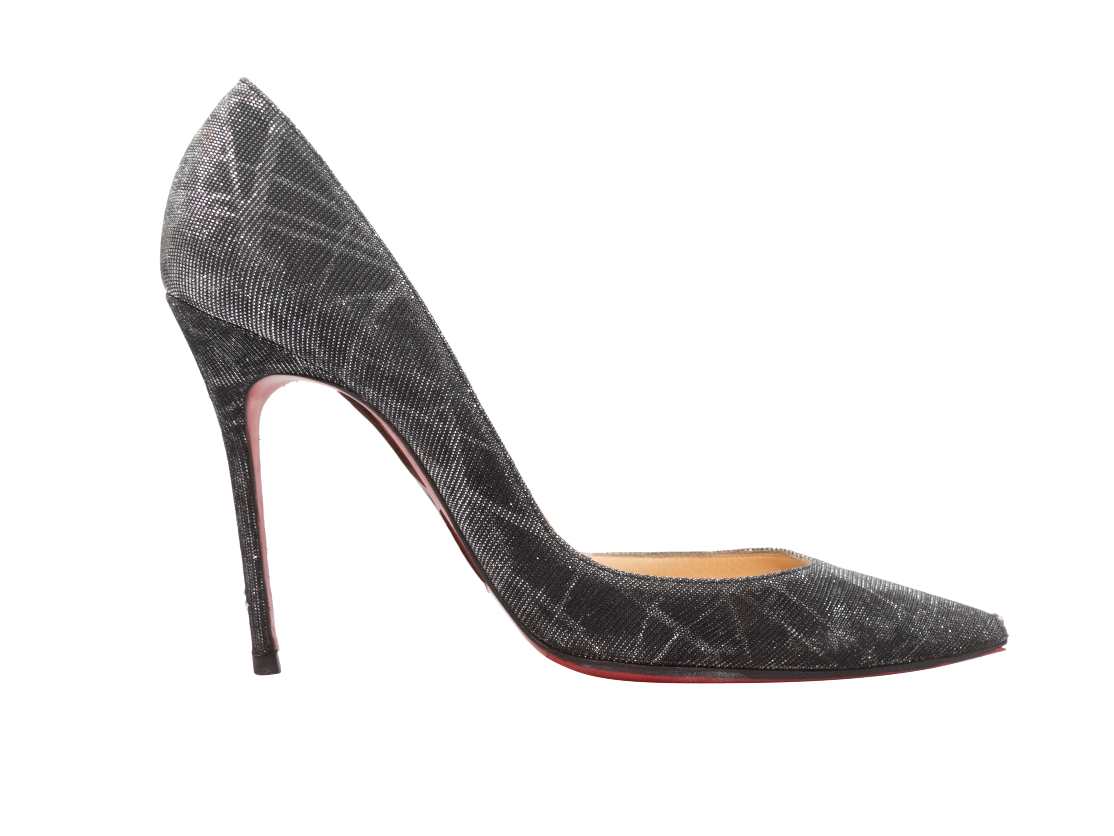 Black & Silver Christian Louboutin Pointed-Toe Pumps Size 38