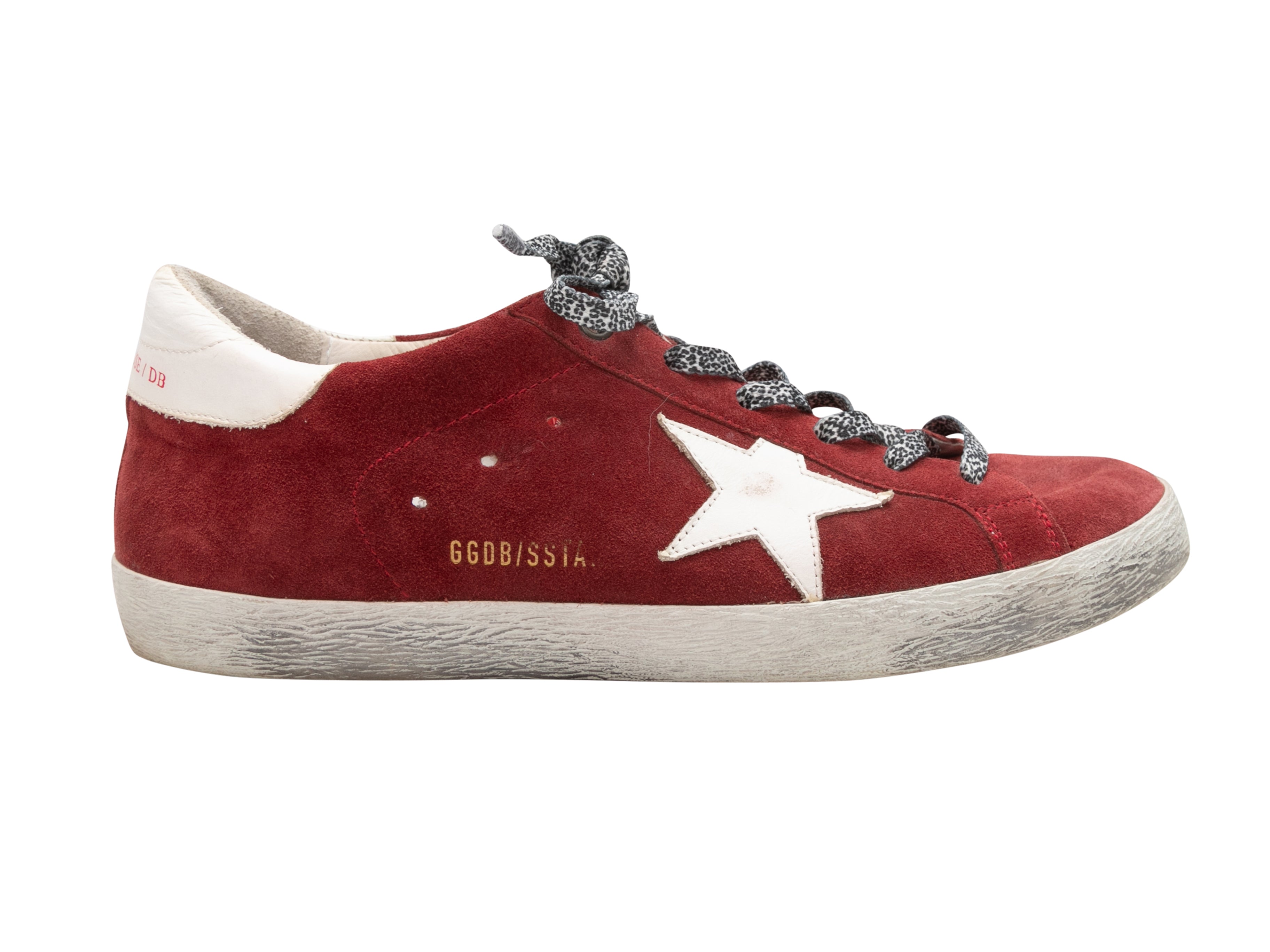 Dark Red & White Golden Goose Low-Top Sneakers Size 41 – Designer