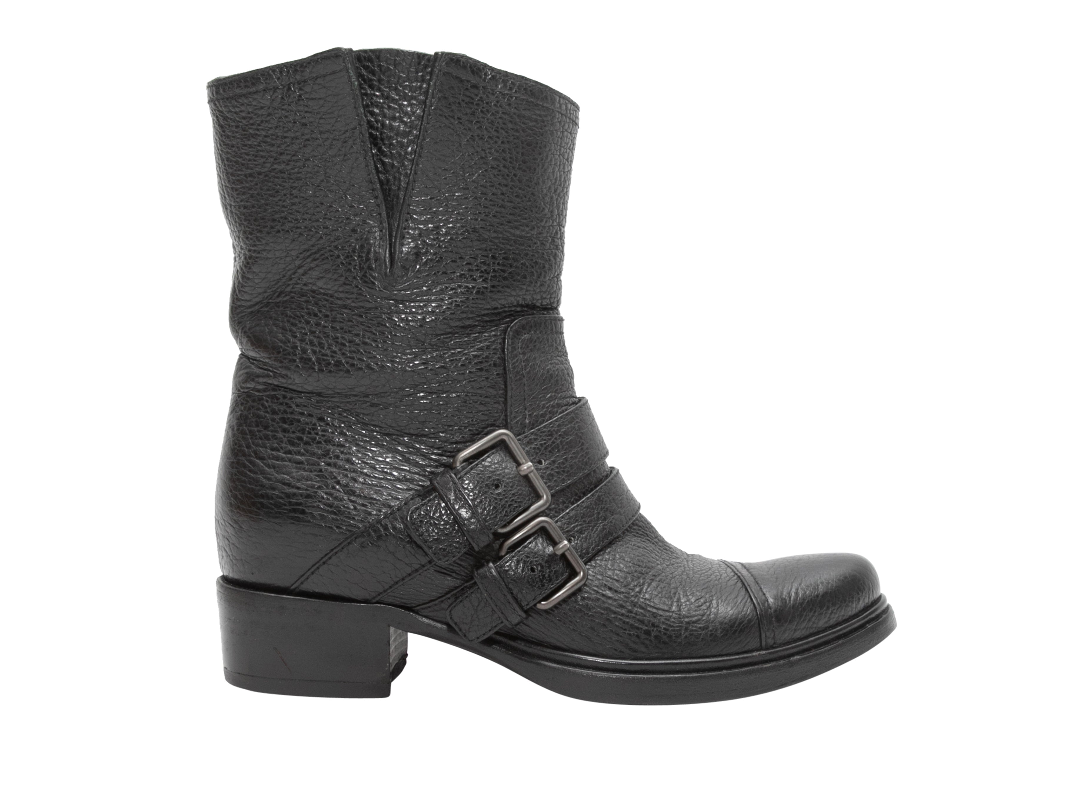 Louis Vuitton Shoe Size 39 Black Suede Block Heel Lace Up Patent Detail Boots