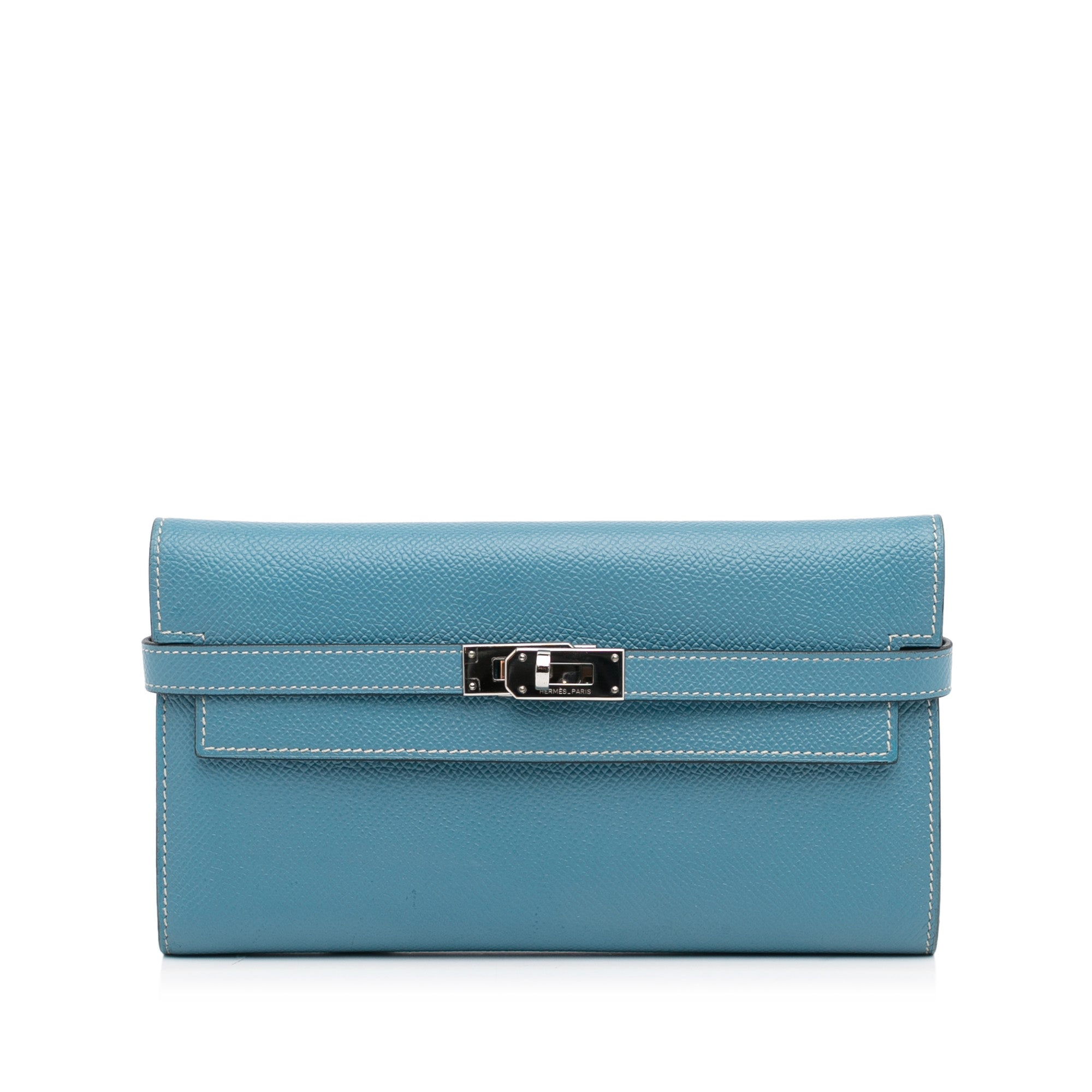 Blue Hermes Epsom Bearn Wallet – Designer Revival