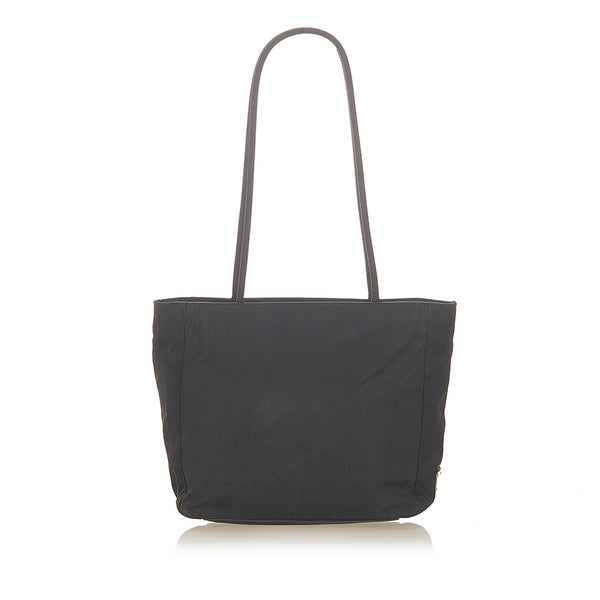 Prada Nylon Handbag in Black Canvas and Black Leather