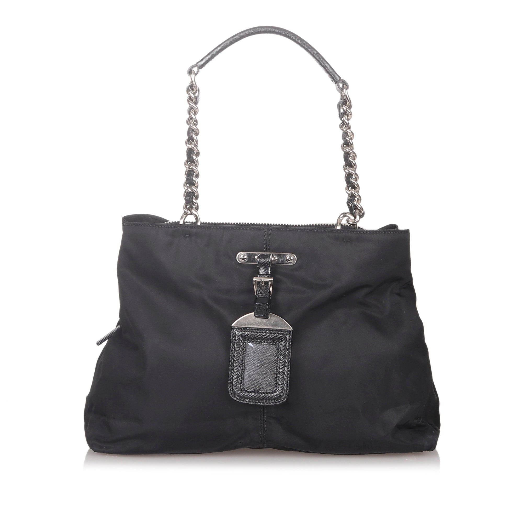 PRADA Authentic Vintage Acrylic Chain Black Nylon Shoulder Bag 