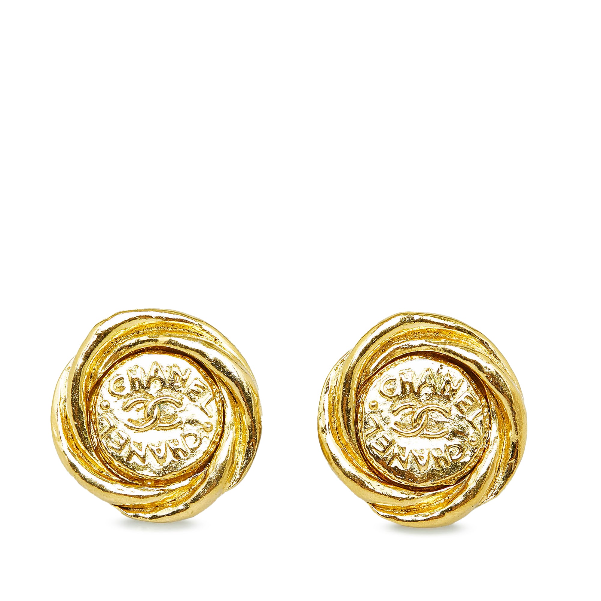 Gold Chanel CC Clip-On Earrings – Designer Revival