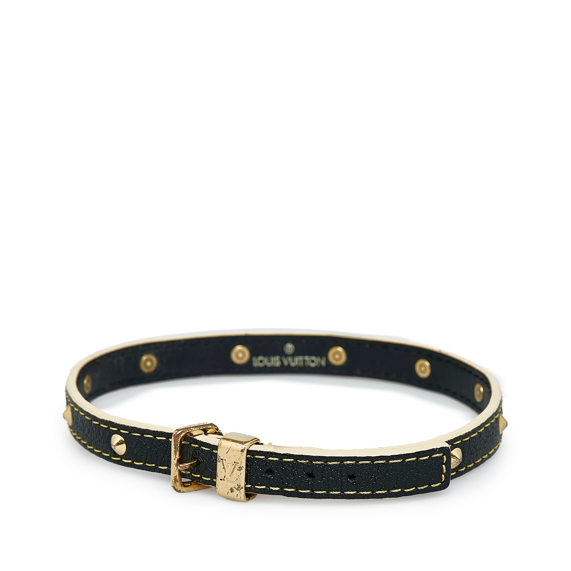 Louis Vuitton Leather And Gold Bracelet
