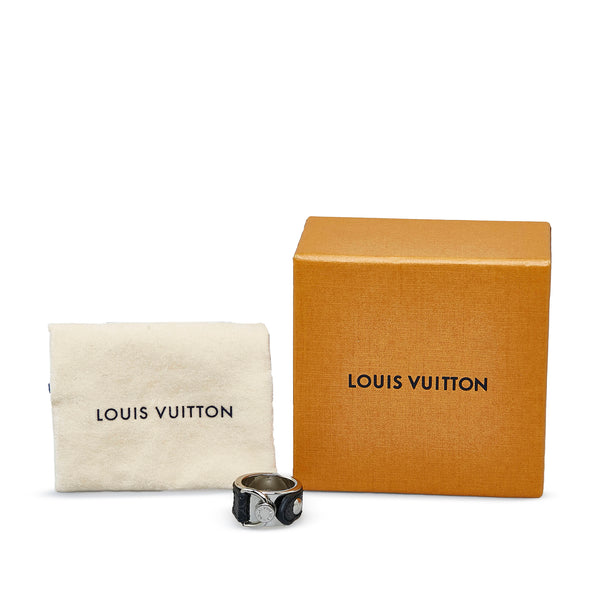 Louis Vuitton M68882 Cufflinks Monogram Eclipse Pinlock Silver Metal Box