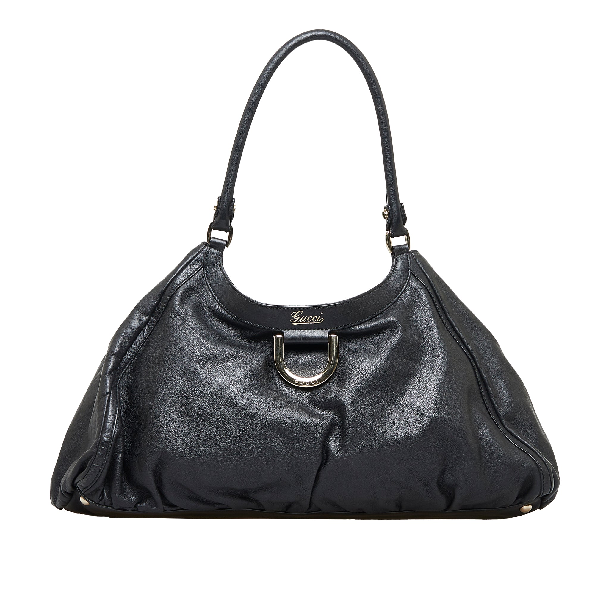 D-ring leather handbag Gucci Black in Leather - 25925835