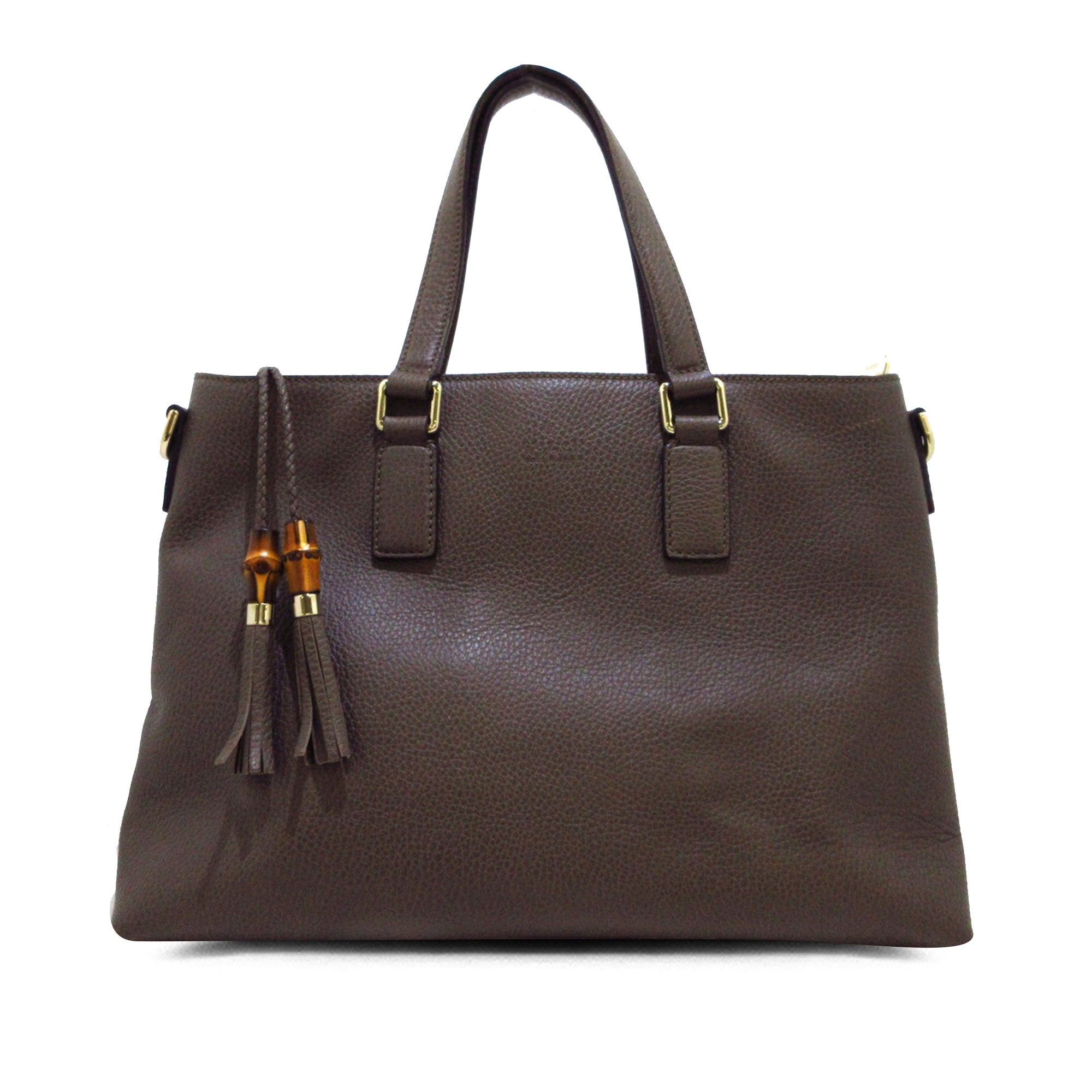 Brown Gucci Bamboo Leather Satchel SlocogShops Revival