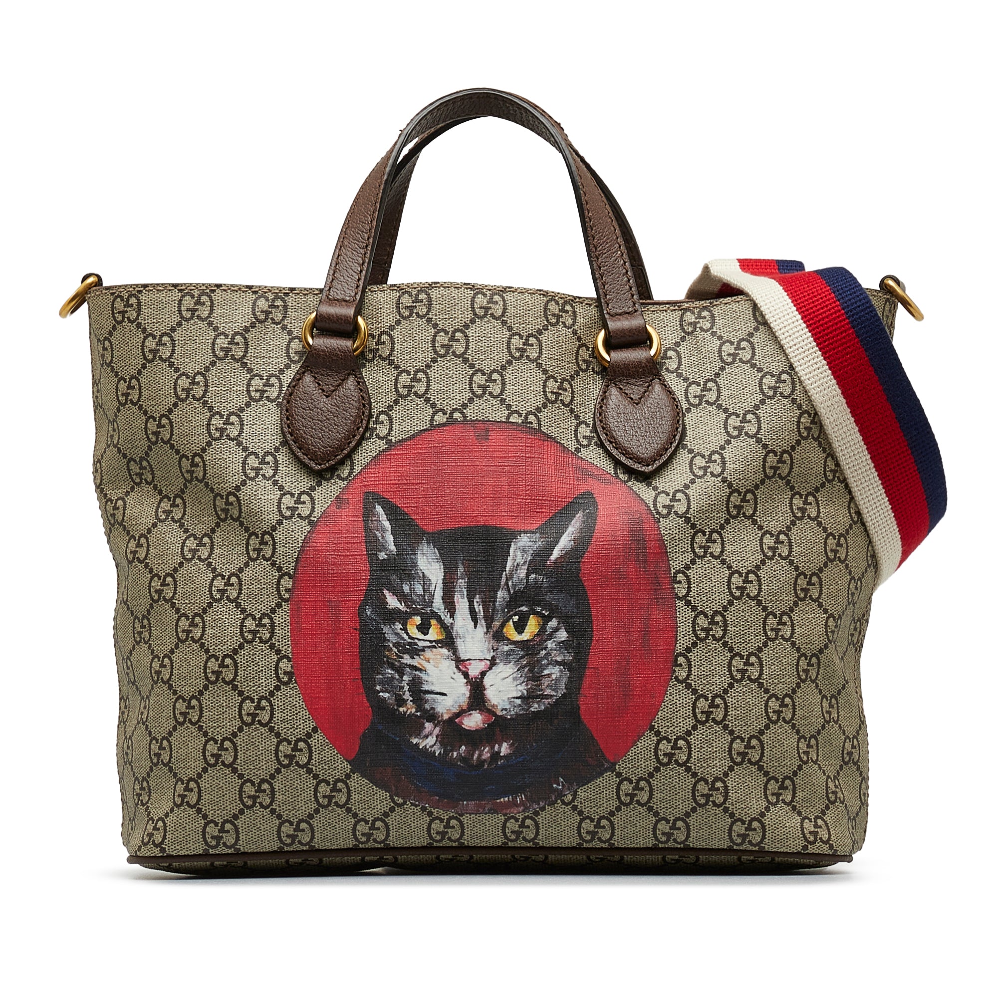 Brown Gucci GG Supreme Mystic Cat Satchel – Designer Revival