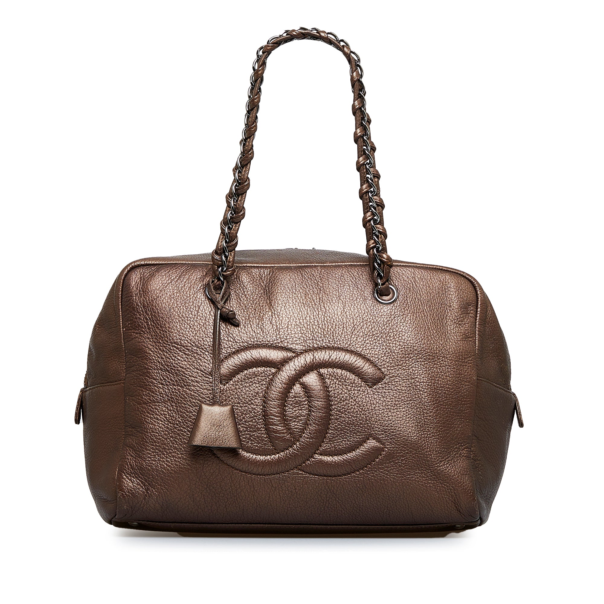 Authentic CHANEL Gold Luxe Ligne Bowler Bag