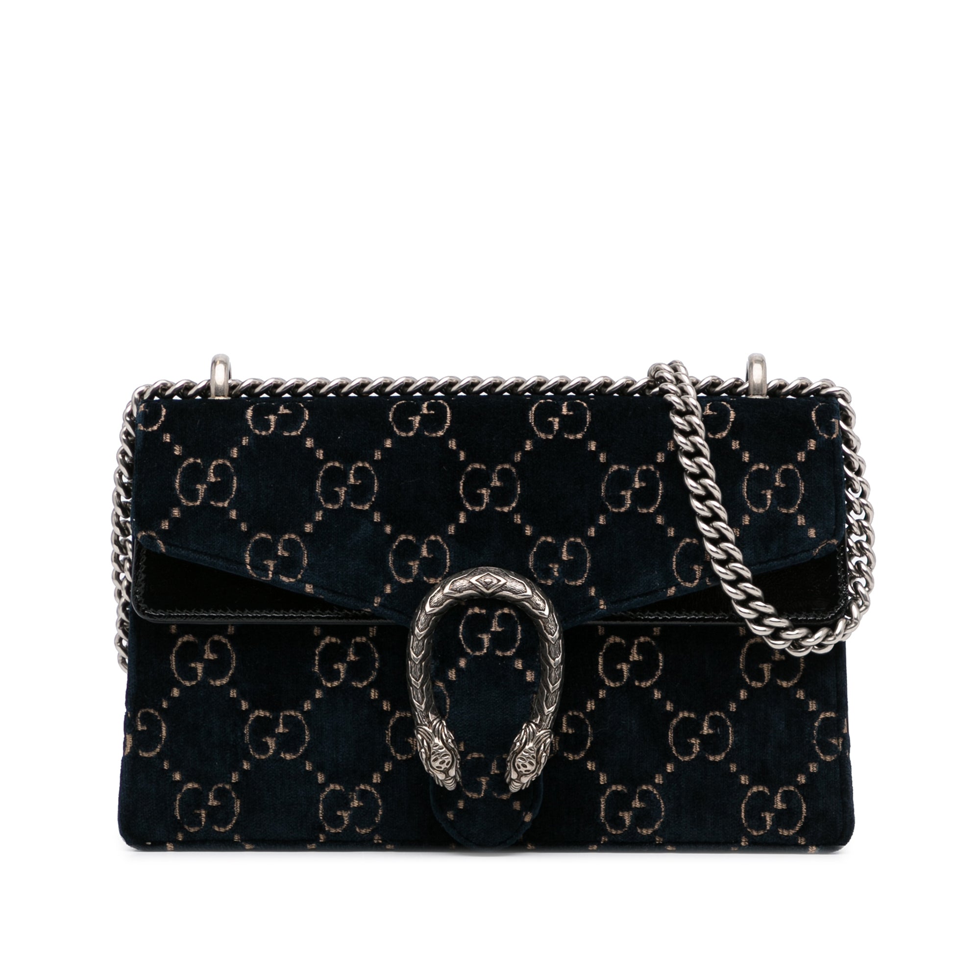 Gucci Dionysus Small Shoulder Bag Black GG Velvet