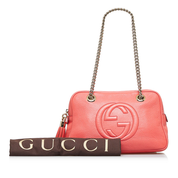 Gucci - Authenticated Soho Handbag - Leather Red for Women, Very Good Condition