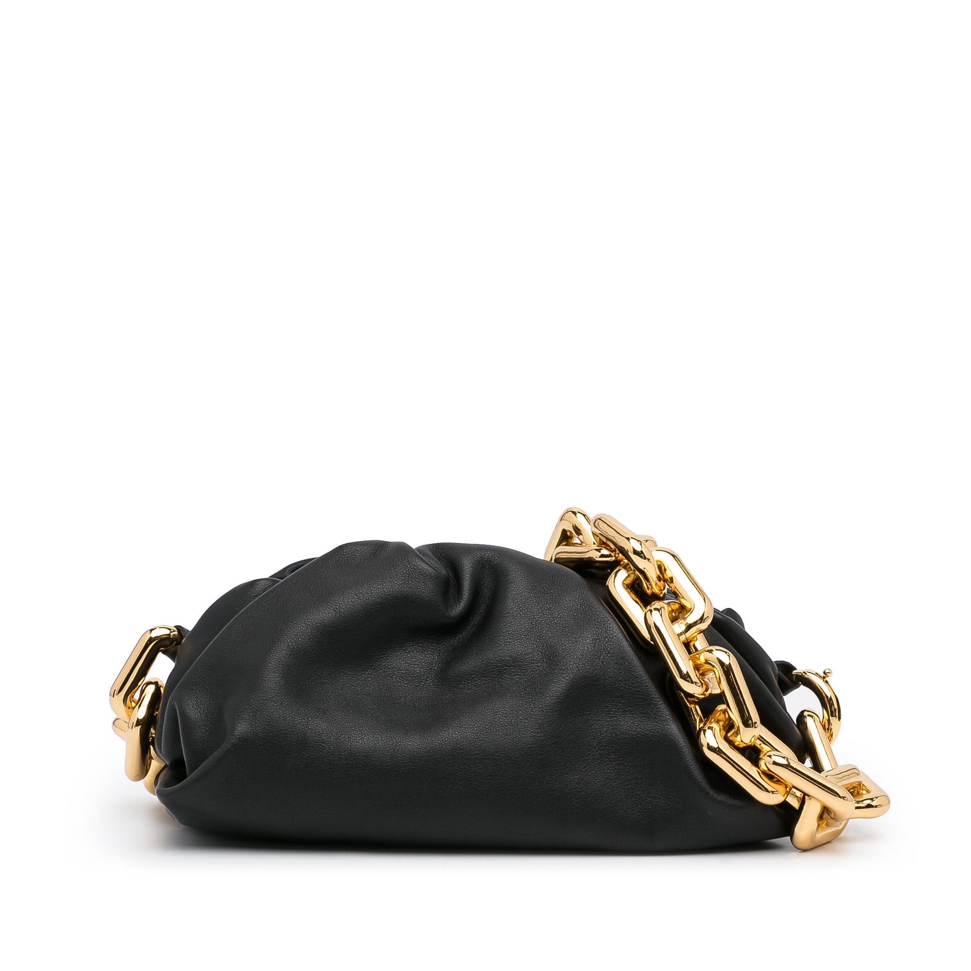Leather Chain Detailed Shoulder Bag - Black