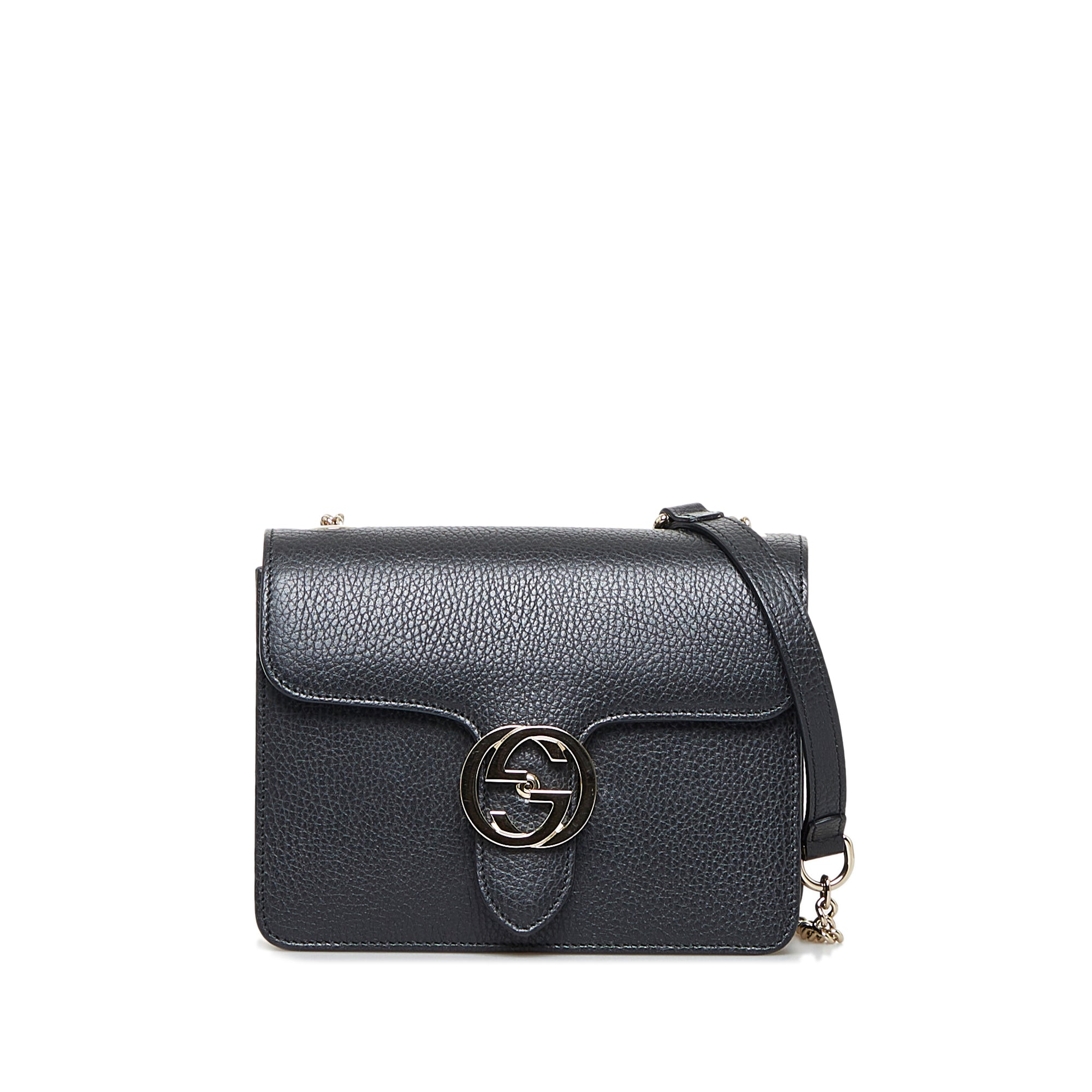 Gucci+Interlocking+G+Shoulder+Bag+Small+Dark+Blue+Leather for sale