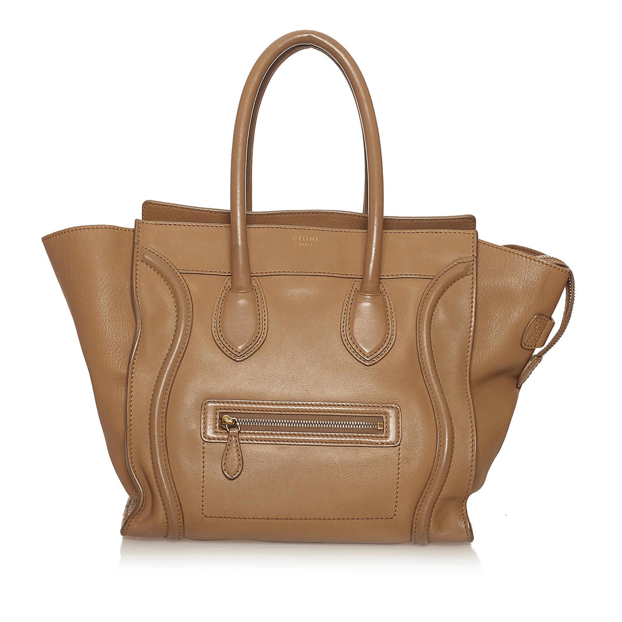 Celine Denim Leather Nano Luggage Bag Brown