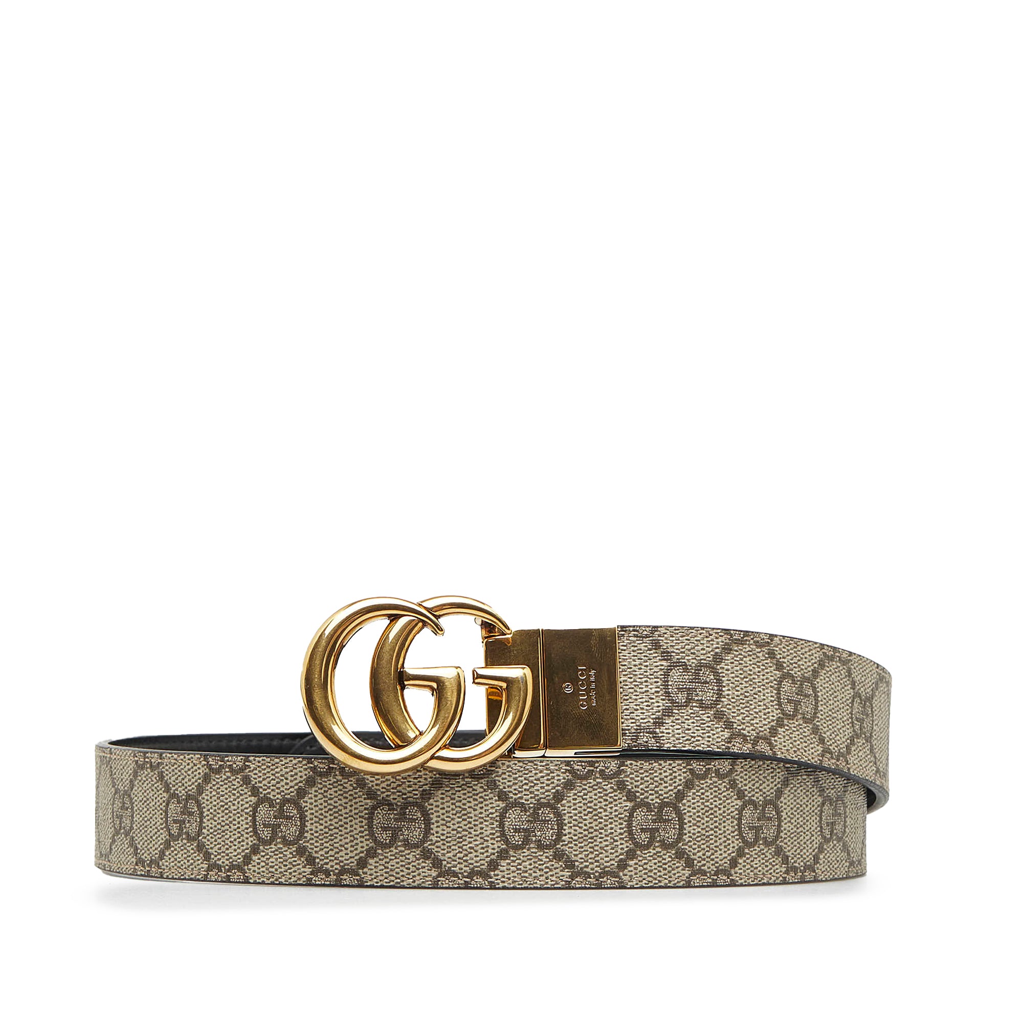 GG Supreme And Leather Reversible Belt in Beige - Gucci