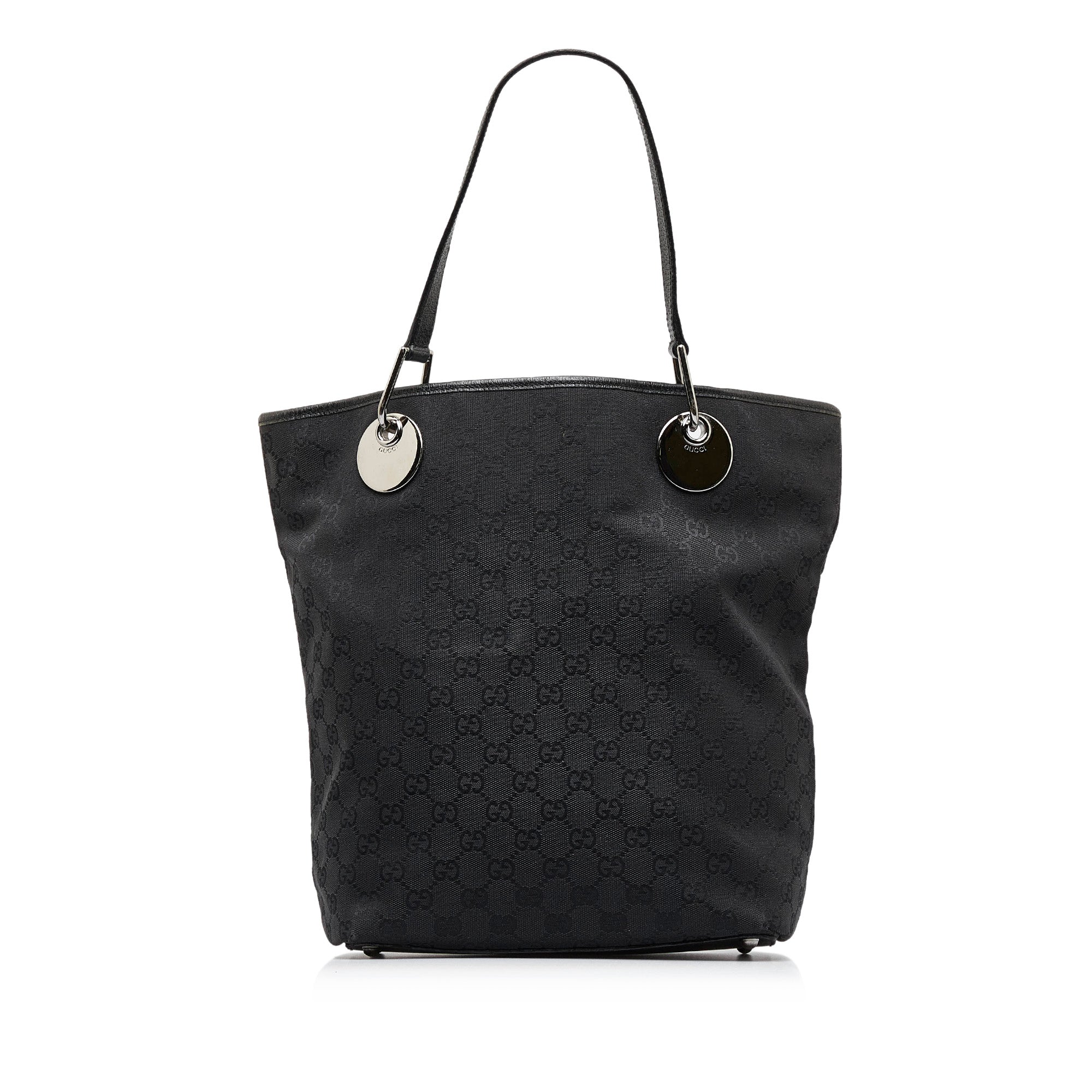 Gucci Vintage - Guccissima Jacquard Tote Bag - Black - Leather