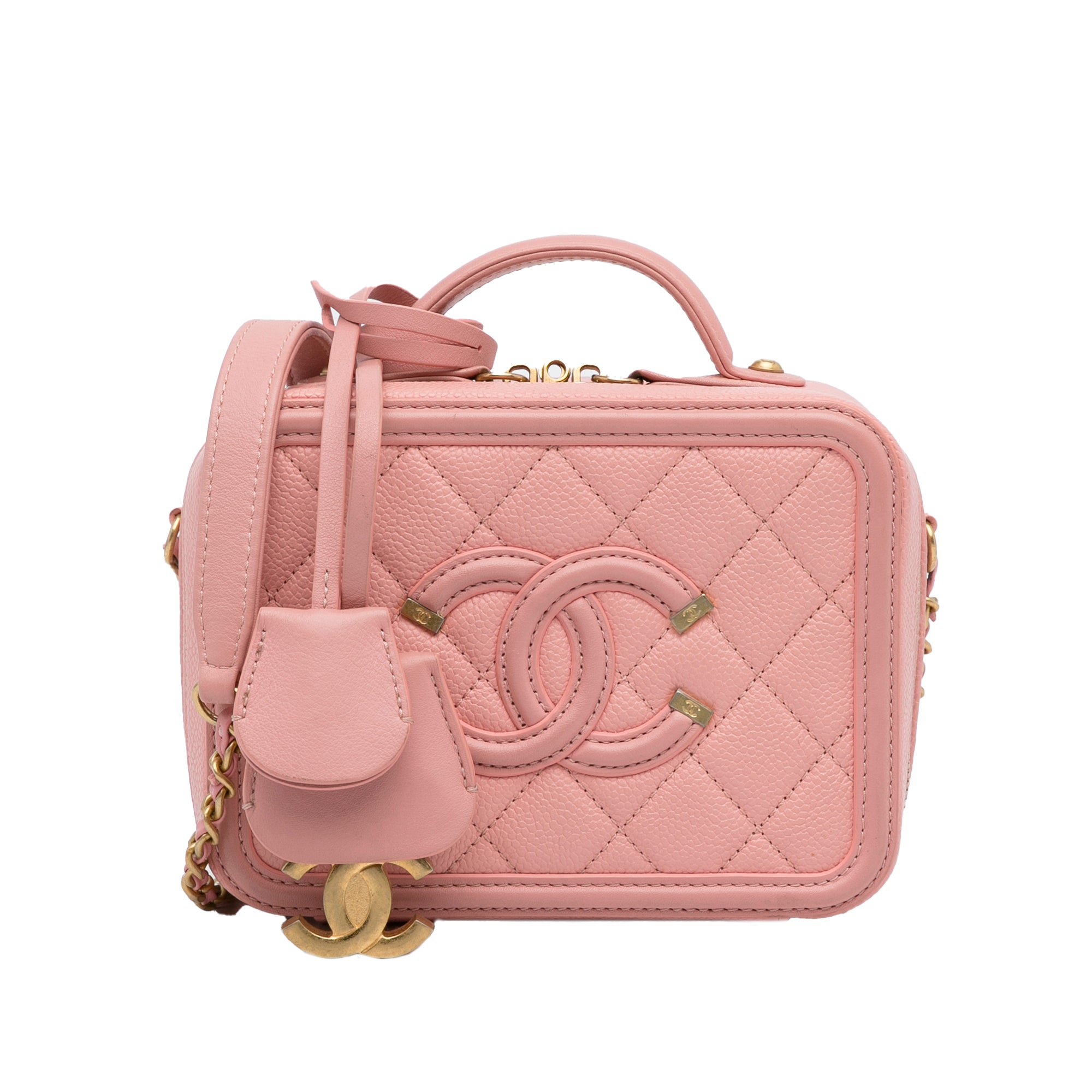 Pink Chanel Small Caviar CC Filigree Vanity Bag Satchel Designer