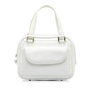 A WHITE CALFSKIN LEATHER TOILE DE CUIR BRILLANT EAST/WEST BAG WITH
