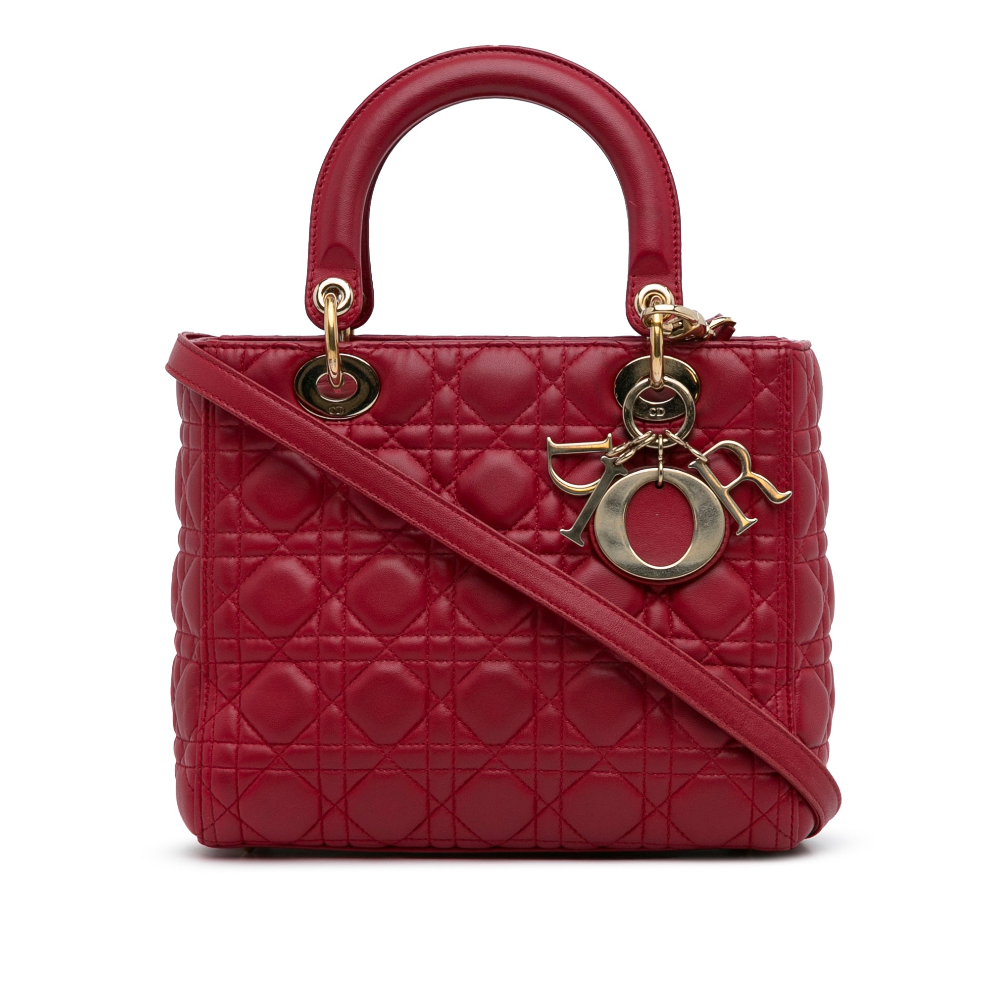 Christian Dior Pre-owned Small Cannage Lady Dior Handbag - Red