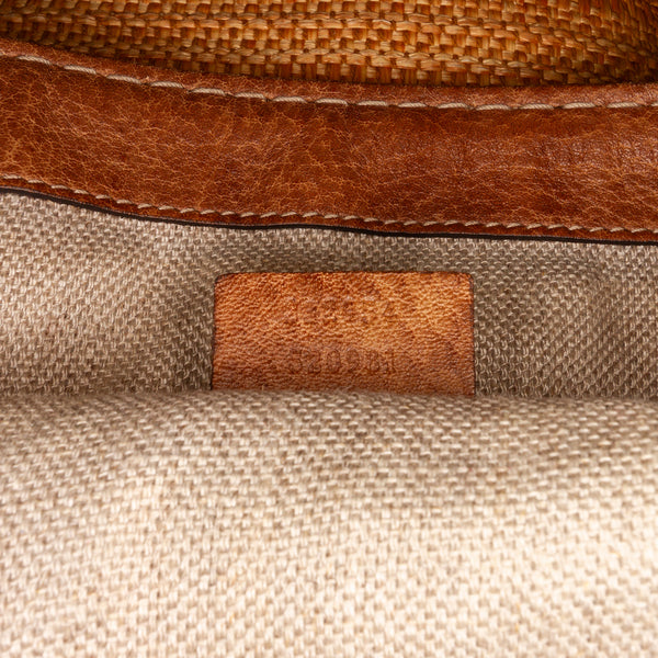 Gucci Sunset Straw Tote Bag Brown