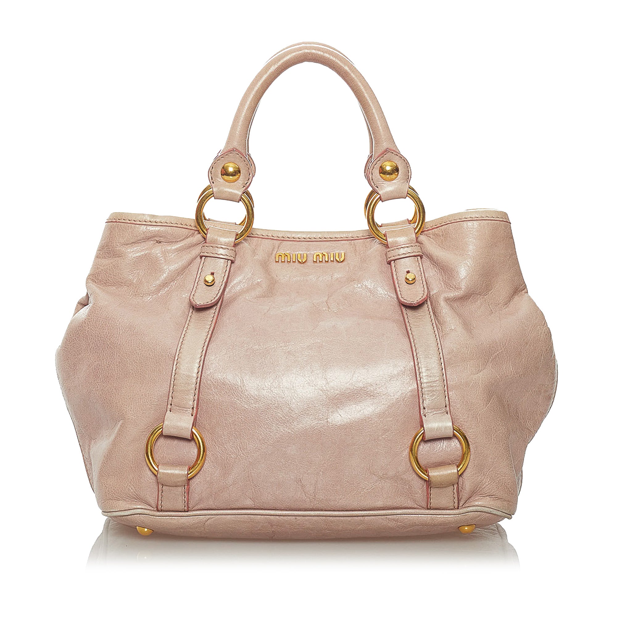 Miu Miu Pink Vitello Soft Leather Top Handle Bag Miu Miu