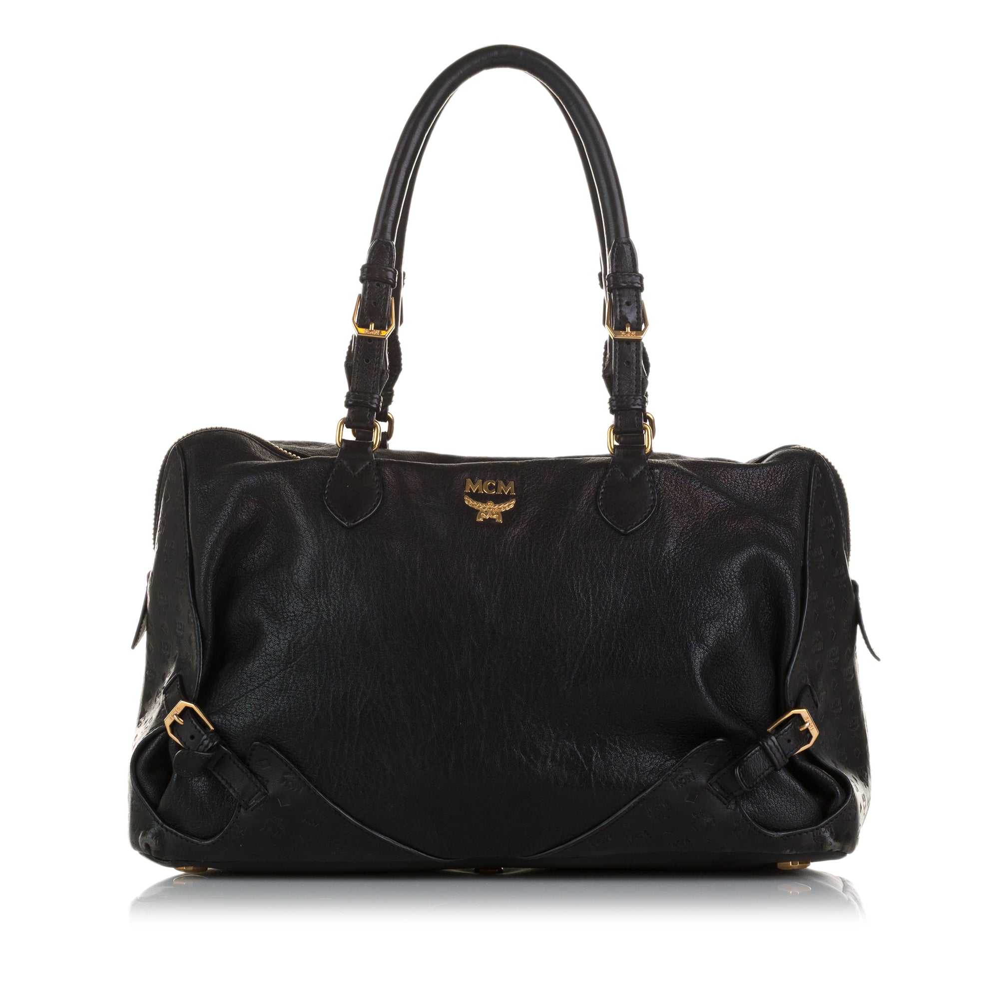 Mcm - Authenticated Boston Handbag - Leather Black Plain for Women, Good Condition