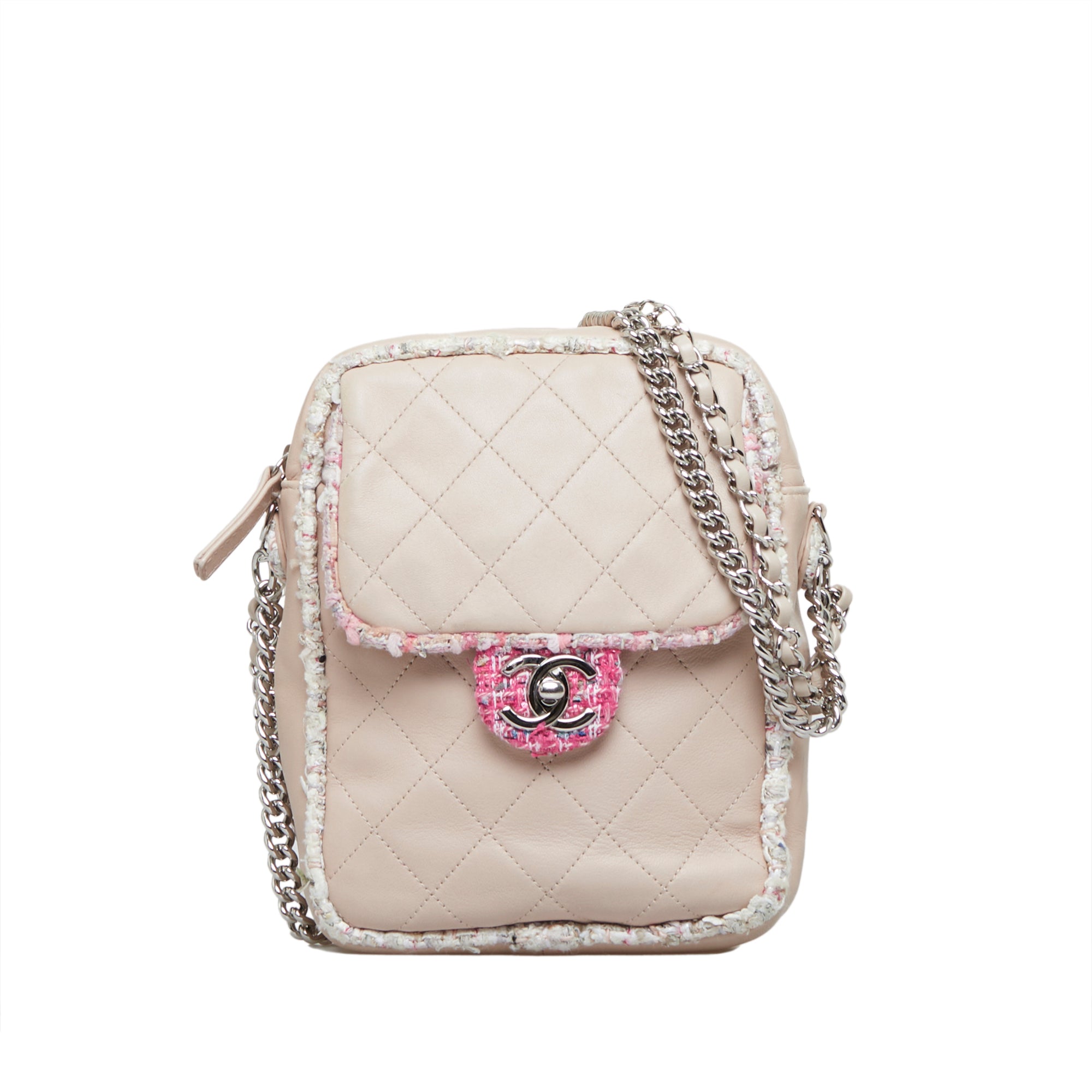 Chanel Pink Quilted Caviar Vanity Crossbody Handbag