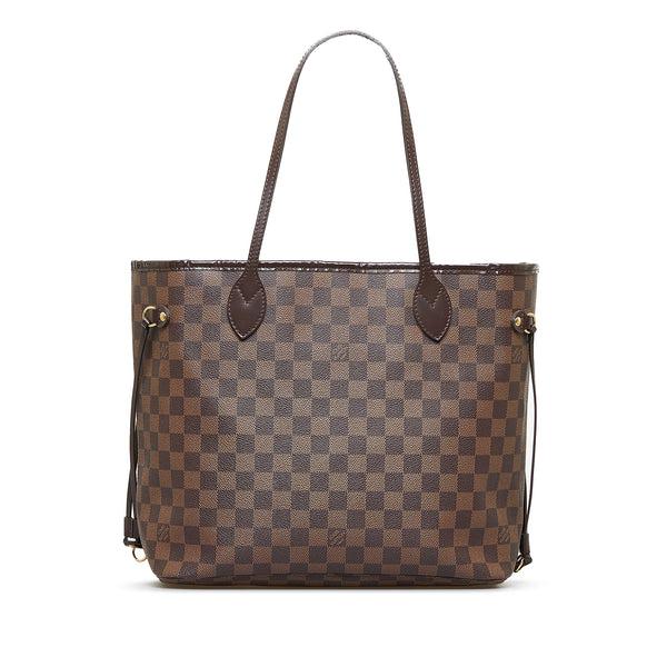 Louis Vuitton Brown Damier Ebene Coated Canvas Neverfull mm Gold Hardware, 2019 (Like New), Womens Handbag