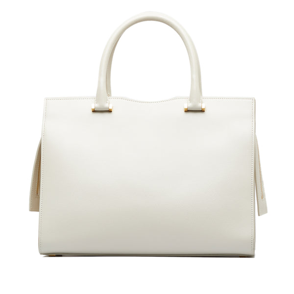 Saint Laurent Small Monogram Uptown Tote - White Handle Bags