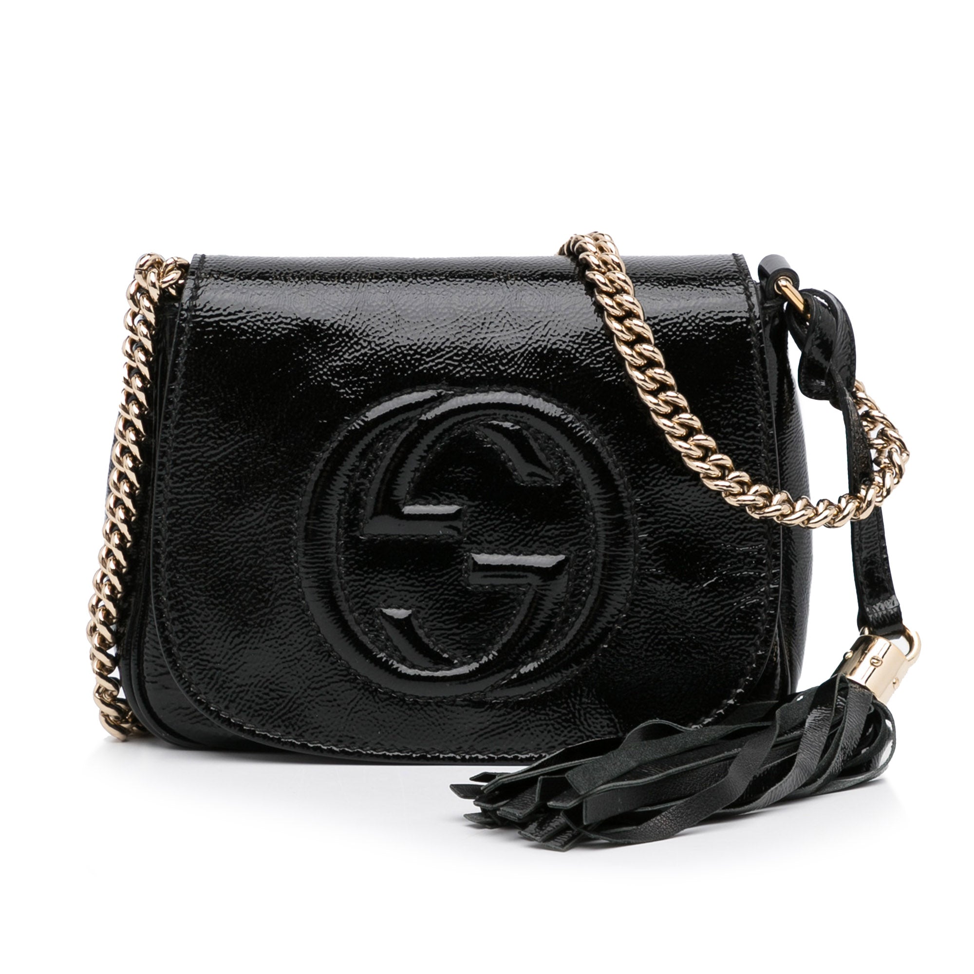 Vintage Gucci Black Patent Leather Bucket Bag Purse Shoulder