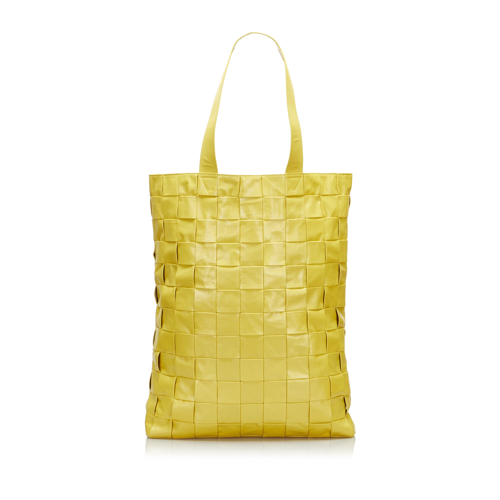 Bottega Veneta - Authenticated Point Handbag - Leather Yellow Plain for Women, Very Good Condition