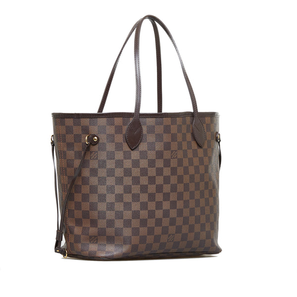 LOUIS VUITTON Neverfull MM Damier Ebene Tote Bag Brown