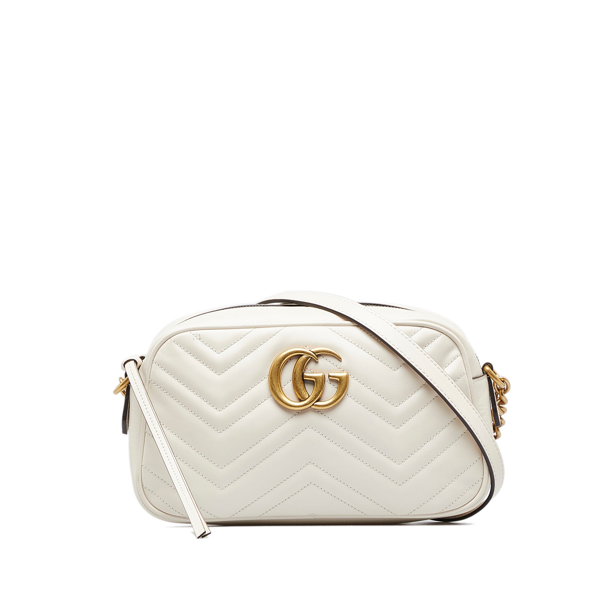 GUCCI GG Marmont Camera Bag White Leather