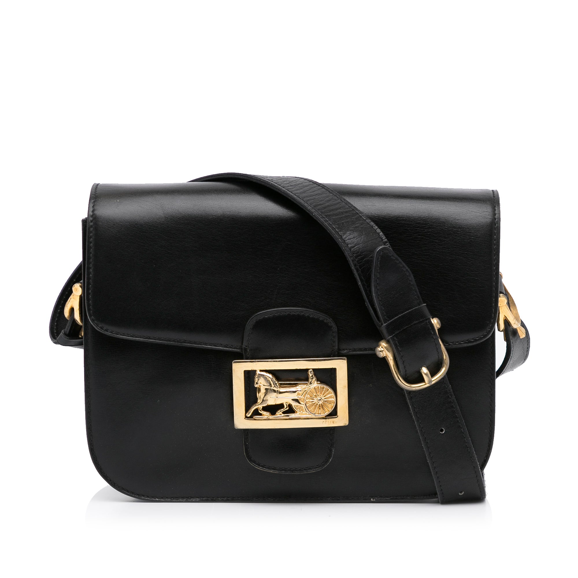 Celine - Authenticated Classic Handbag - Leather Black Plain for Women, Very Good Condition