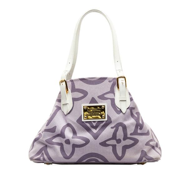 Louis Vuitton White and Purple Monogram Tahitienne Cabas PM, 9