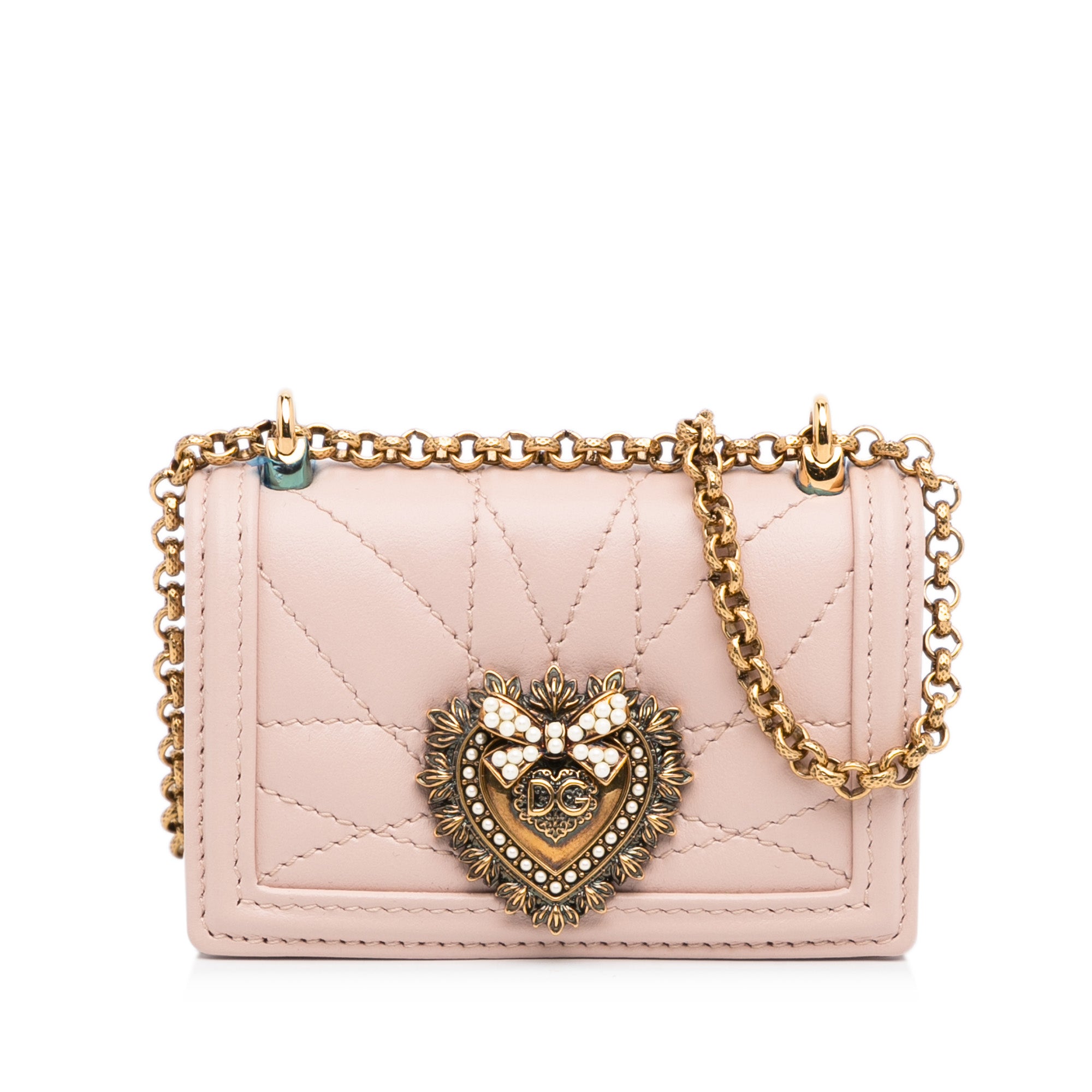Dolce Gabbana Mini Sicily Von Bag Wallet Clutch Pink Chain