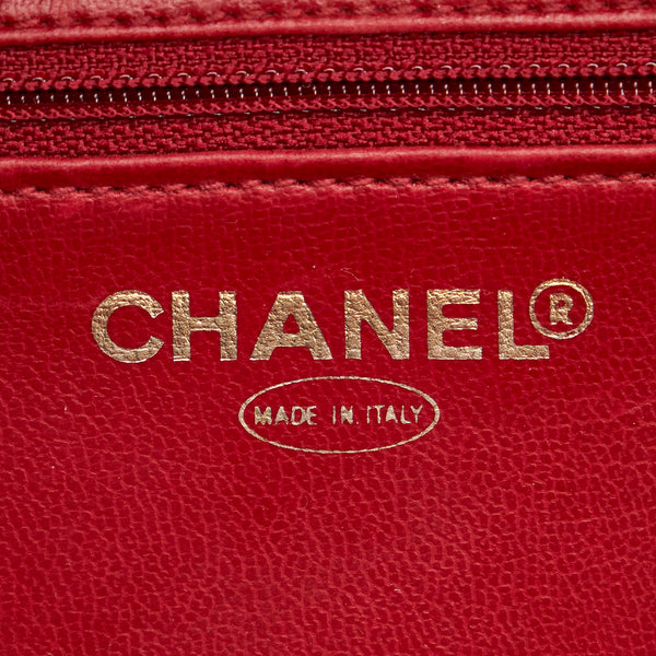 Red Chanel Caviar CC Lunch Box Vanity Case Bag