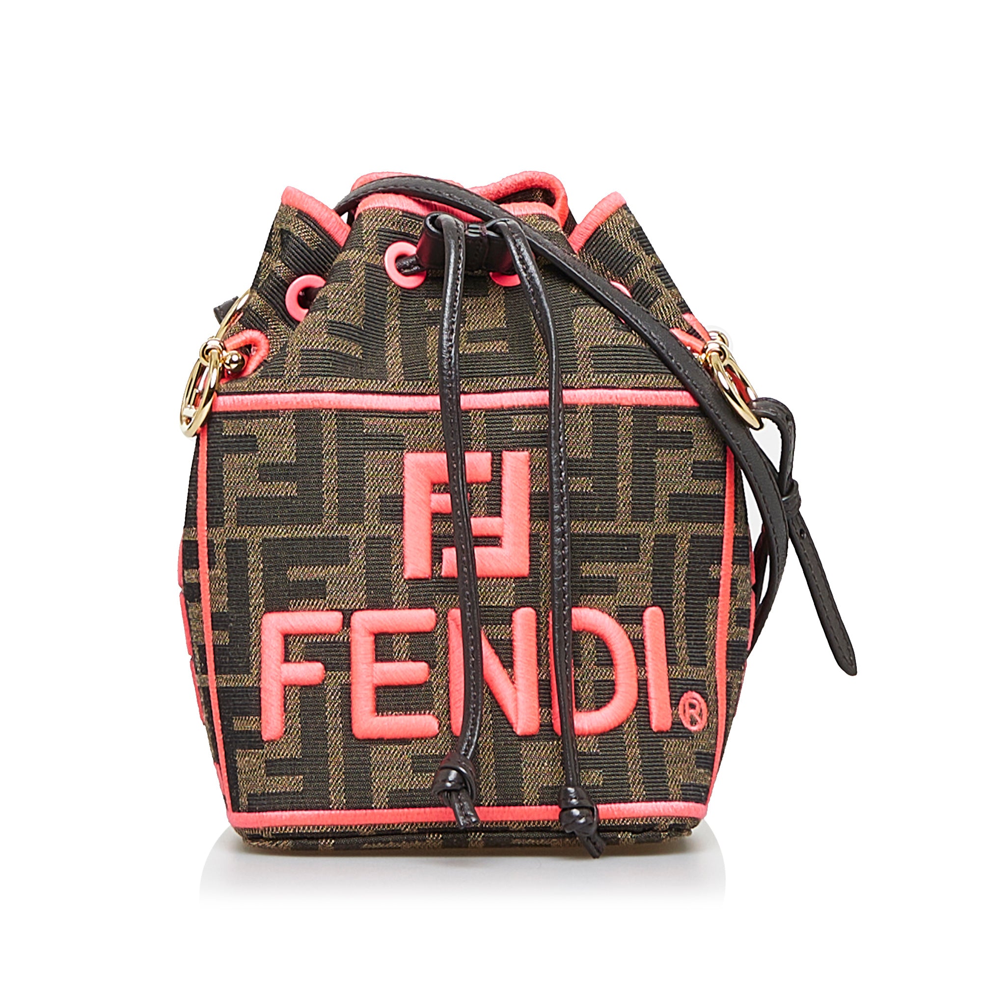 Fendi Brown/Black Zucca Coated Canvas and Leather Mon Tresor Bucket Bag  Fendi