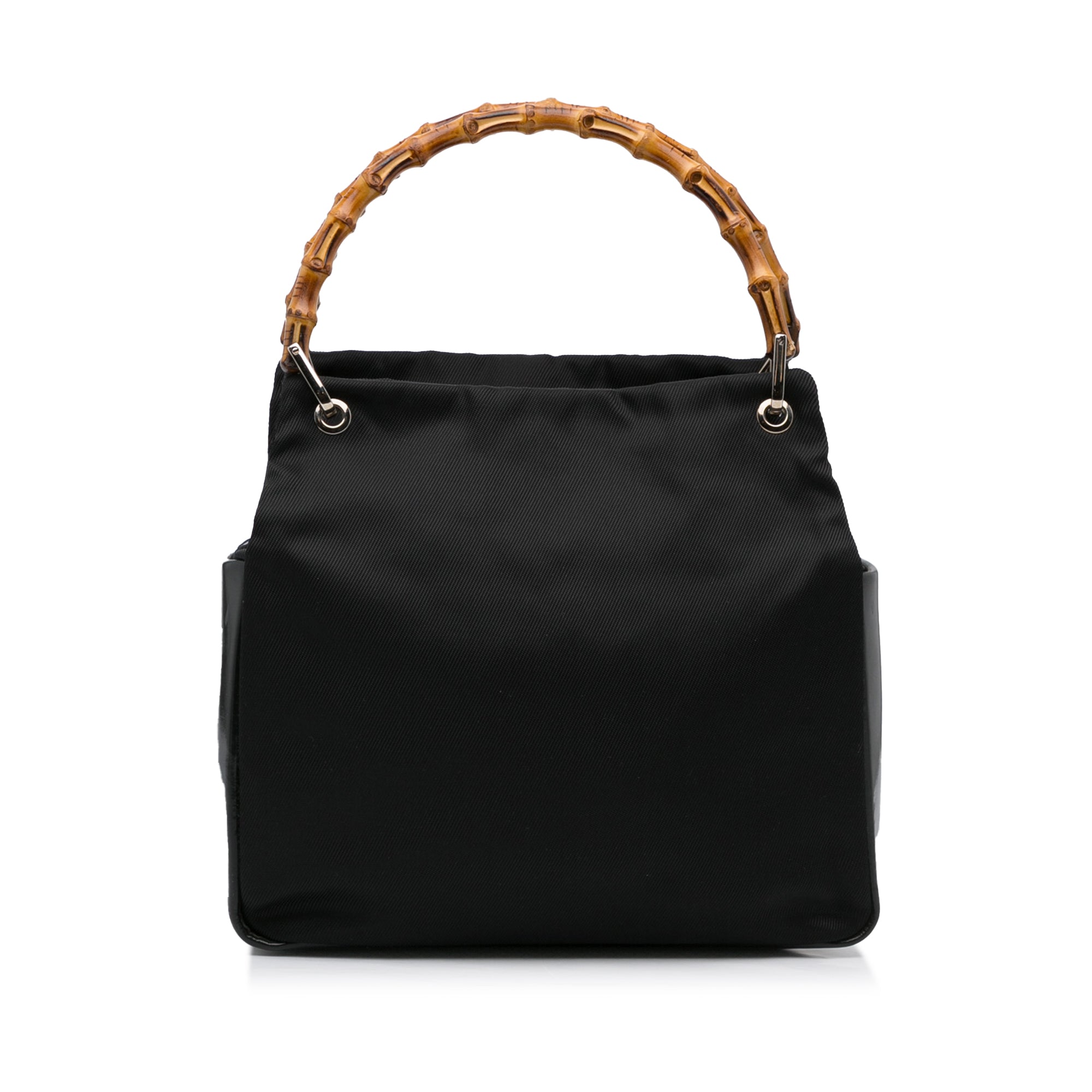 GUCCI Vintage Bamboo Nylon Leather Handbag Shoulder Bag