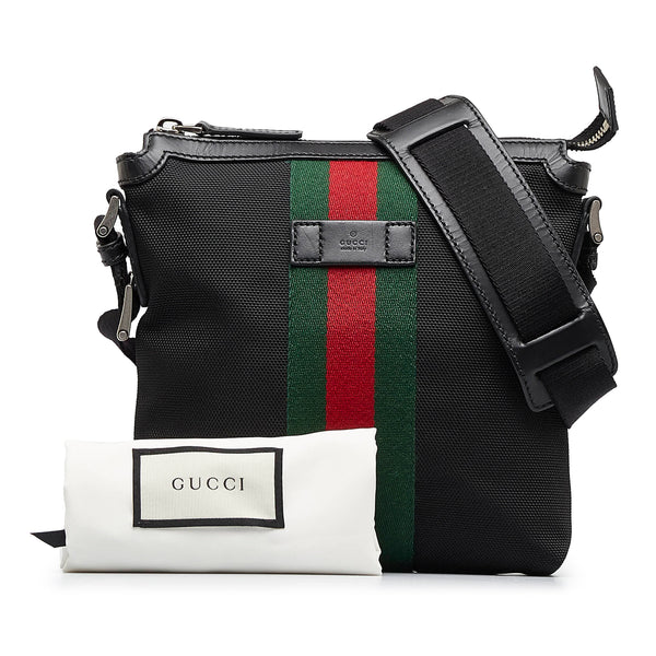 Gucci Black Web Stripe Canvas Backpack Black