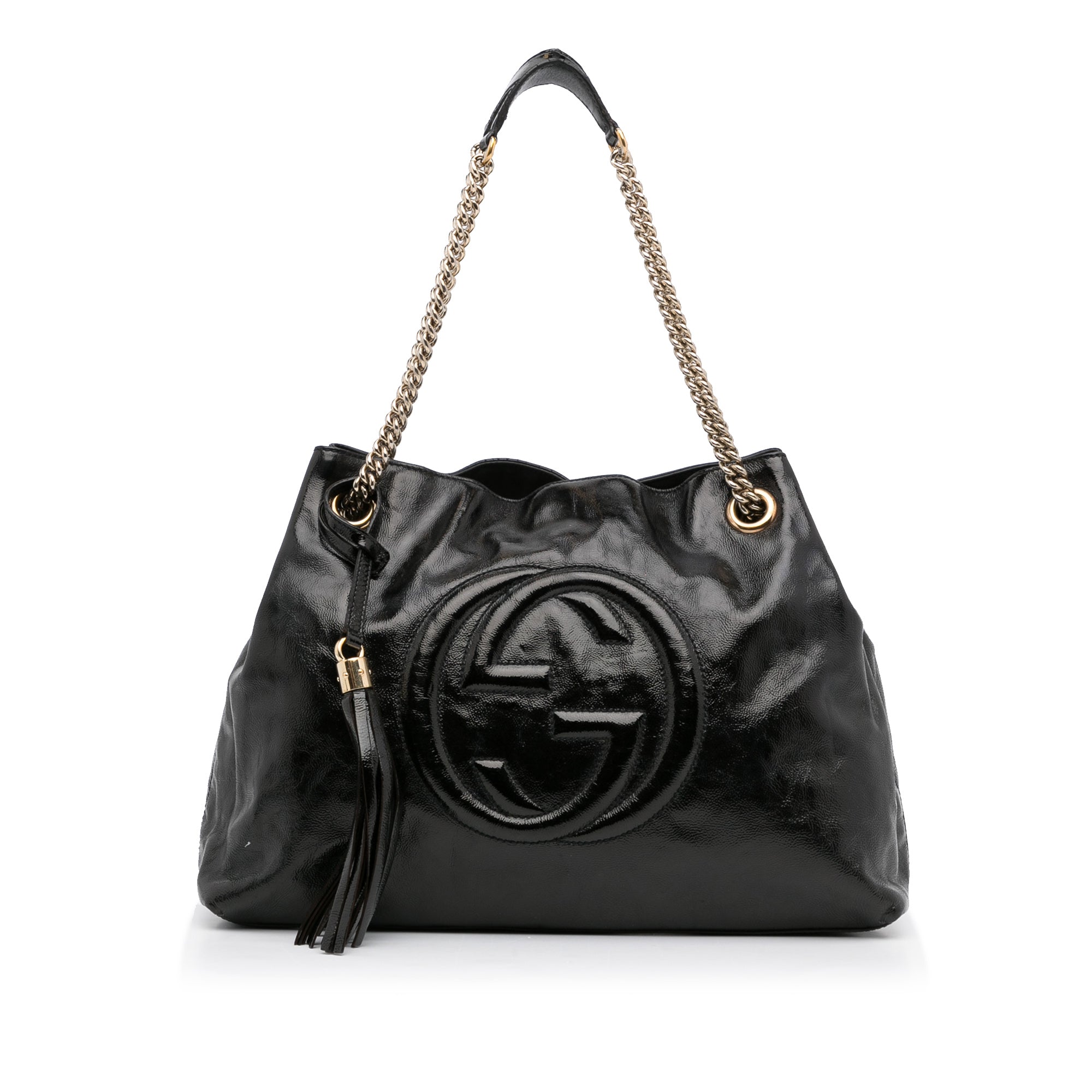 Patent Leather Shoulder Bag - Black