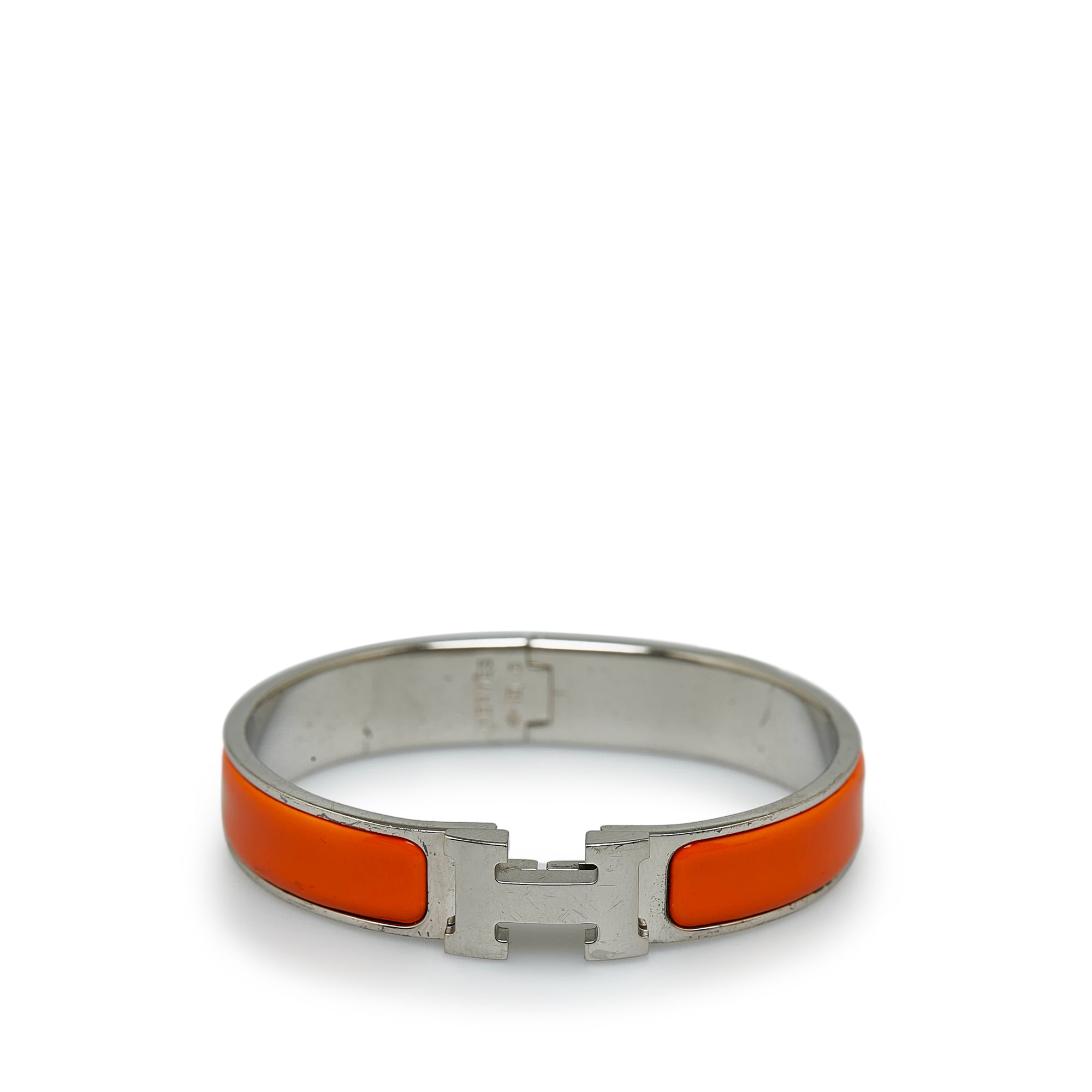 Hermes Clic Clac H Orange and Silver Hinged Bracelet - PM
