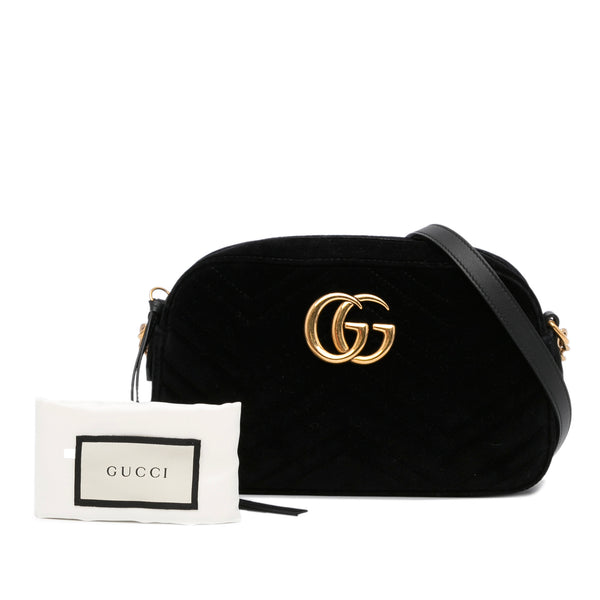 Gucci - Authenticated GG Marmont Flap Handbag - Velvet Black Plain for Women, Very Good Condition