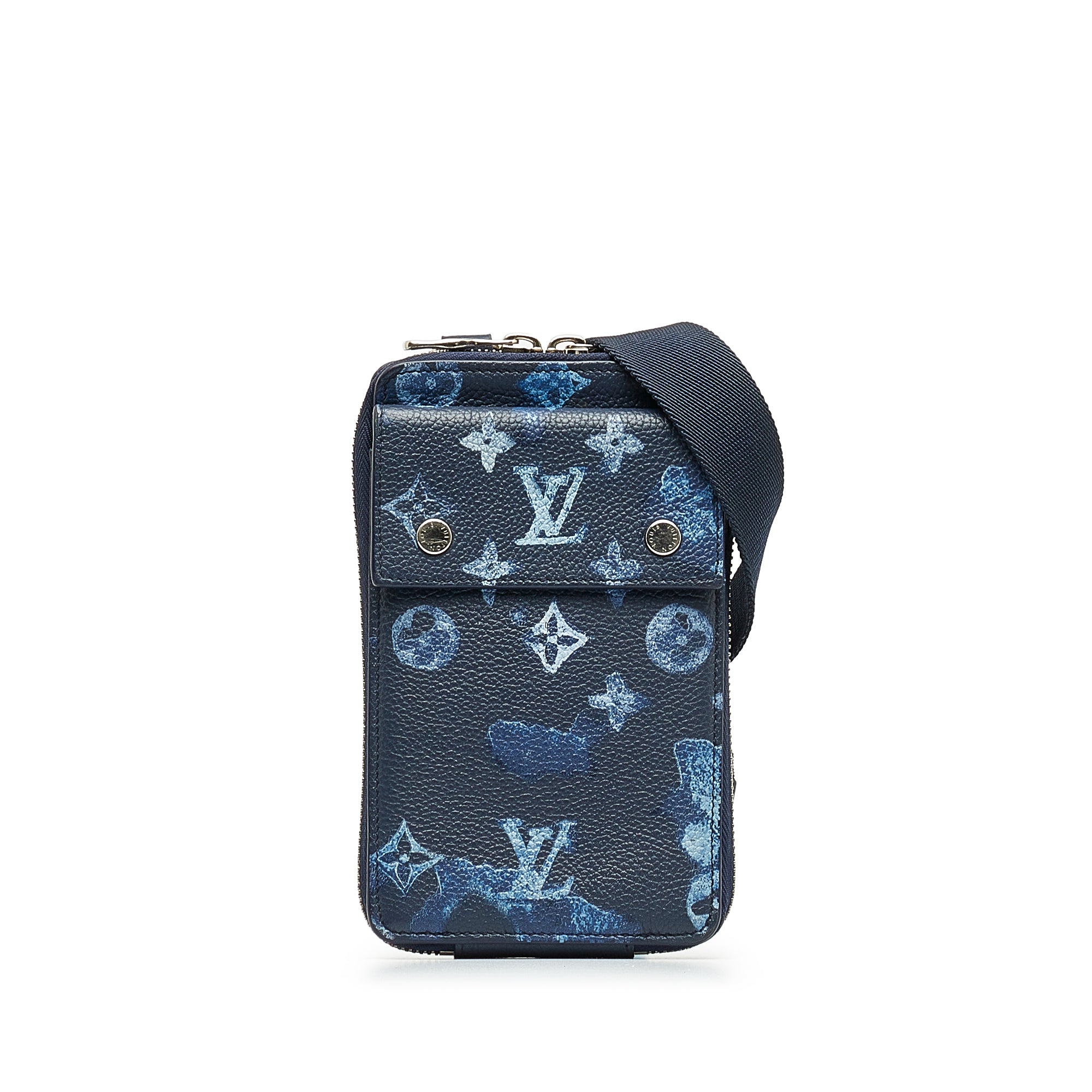 Blue Louis Vuitton Monogram Ink Watercolor Phone Pouch Crossbody