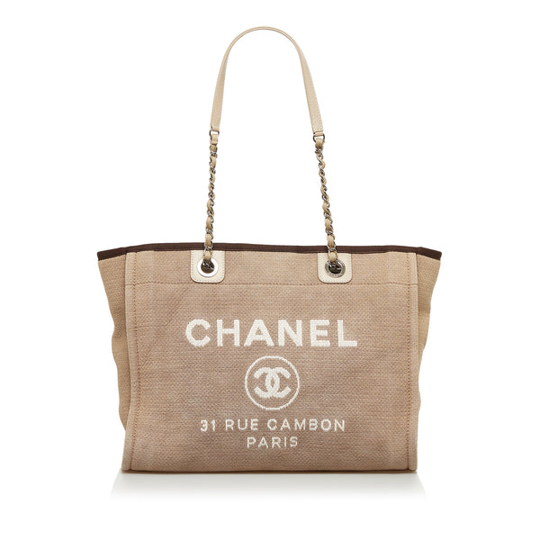 Chanel Deauville small tote bag beige canvas