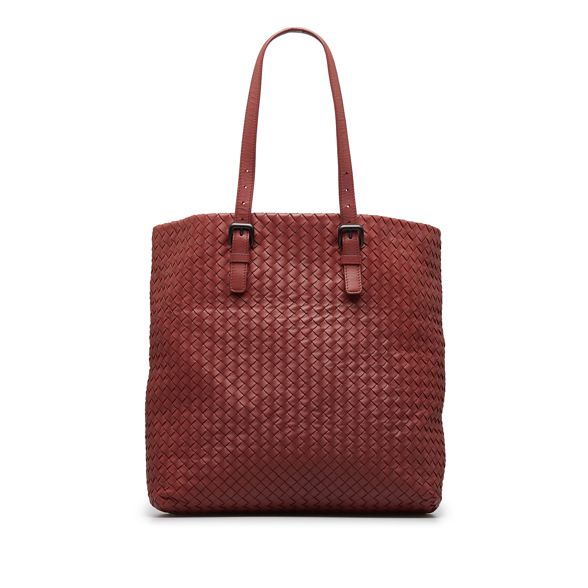 Bottega Veneta Red Intrecciato Woven Nappa Leather Zip Tote Bag