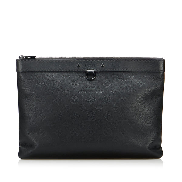 Black Louis Vuitton Monogram Shadow Discovery Pochette Clutch Bag