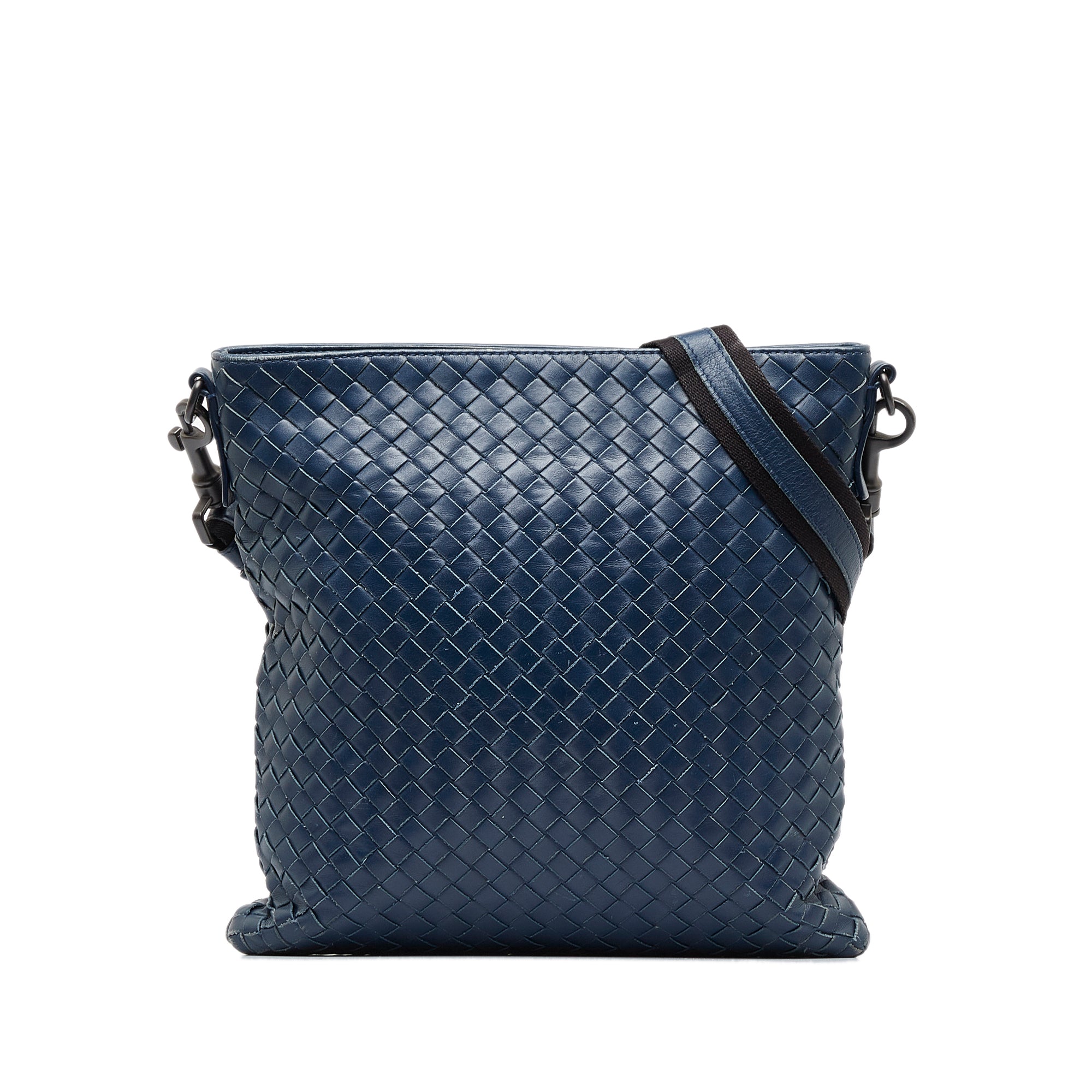 BOTTEGA VENETA Intrecciato Leather Crossbody Messenger Bag Blue