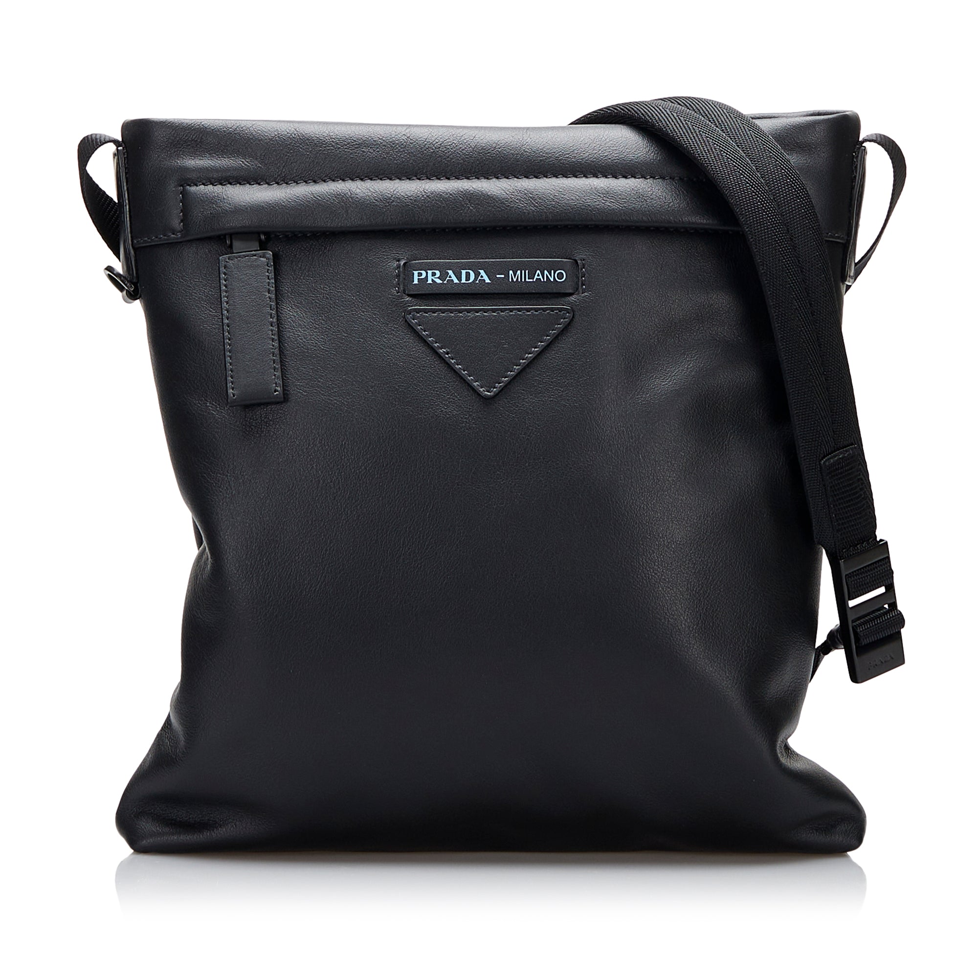 Prada, Bags, Prada Black Leather Shoulder Bag