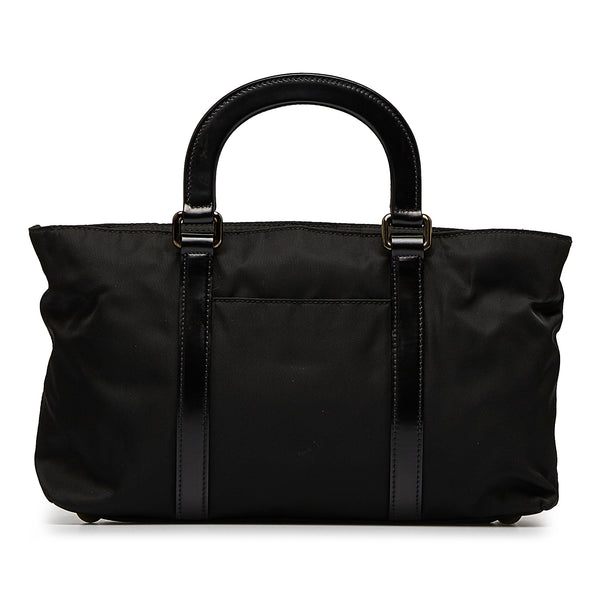 Prada Black Tessuto Nylon Calf Leather Trim Satchel Tote Bag